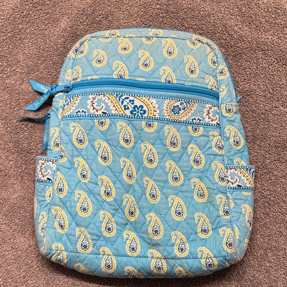 Vera Bradley Teal and Yellow Paisley Backpack